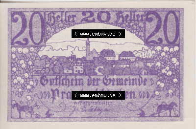 Notgeldscheine Oberösterreich Prambachkirchen 1920, 20 Heller (1). Notgeld Oberösterreich Prambachkirchen, Notgeldscheine aus... Sammlung