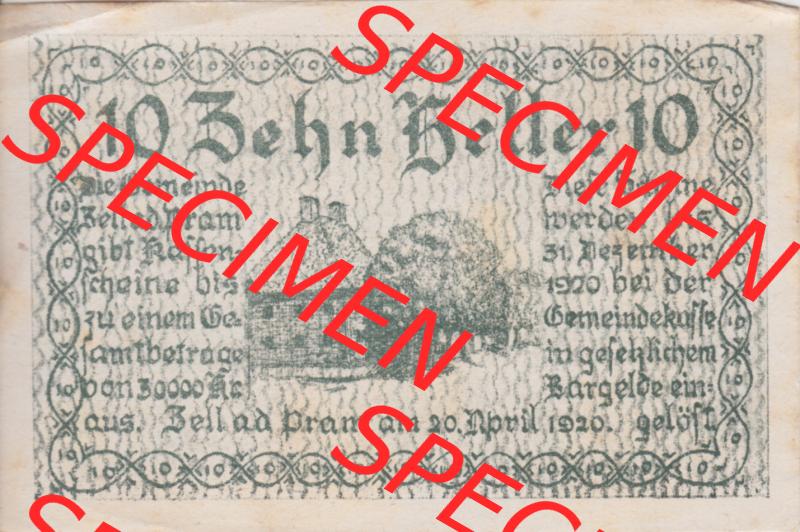 Notgeldscheine Oberösterreich Zell an der Pram 1920, 10 Heller (1). Notgeld Oberösterreich Gemeinde Zell an der Pram, Notgeldscheine aus Oberösterreich im online... Sammlung