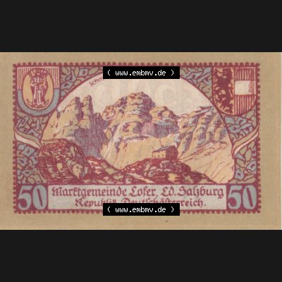 Notgeldscheine Salzburg Lofer 1921 III, 50 Heller 3. Auflage (1). Notgeld Salzburg Marktgemeinde Lofer, Kassenscheine, Notgeldscheine aus Salzburg im online Katalog... Sammlung