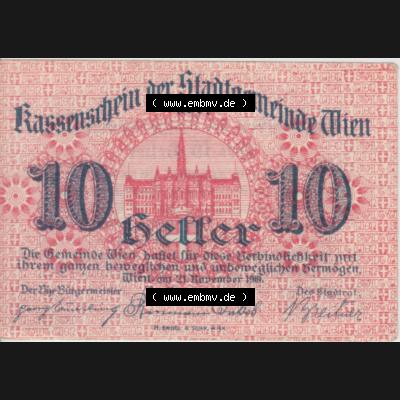 Notgeldscheine Wien 1919-1920, 10 Heller (1) Sammlung