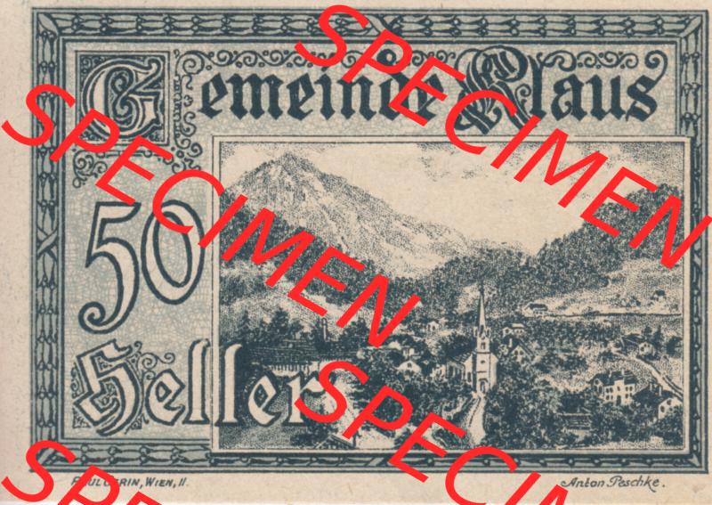 Notgeldscheine Vorarlberg Klaus 1920, III 50 Heller (1) Sammlung