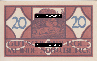 Notgeldscheine Oberösterreich Sonnberg im Mühlkreis 1920, 20 Heller (1). Notgeld Oberösterreich Sonnberg, Notgeldscheine aus... Sammlung