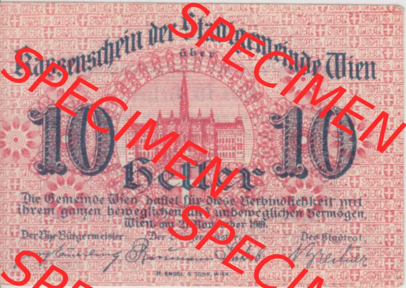 Notgeldscheine Wien 1919-1920, 10 Heller (1) Sammlung