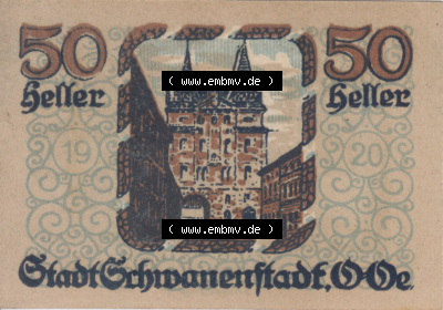 Notgeldscheine Oberösterreich Schwanenstadt 1921, 50 Heller (1). Notgeld Oberösterreich Schwanenstadt, Notgeldscheine aus Oberösterreich... Sammlung