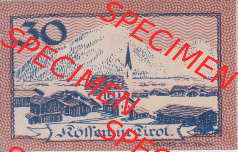 Notgeldscheine Tirol Kössen 1919-1920, 30 Heller (1) Sammlung