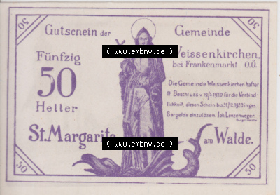 Notgeld Oberösterreich der Gemeinde Weißenkirchen im Attergau Sammlung