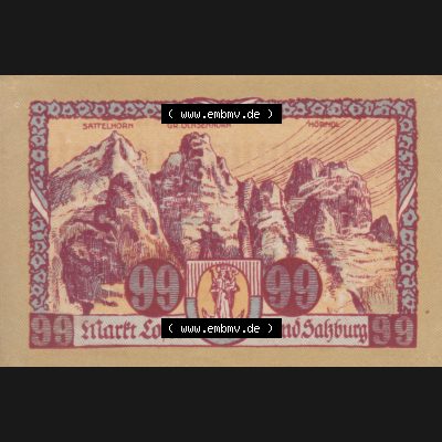 Notgeldscheine Salzburg Lofer 1921 I, 99 Heller 1. Auflage (1). Notgeld Salzburg Marktgemeinde Lofer, Kassenscheine, Notgeldscheine aus Salzburg im online Katalog... Sammlung