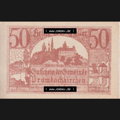 Notgeldscheine Oberösterreich Prambachkirchen 1920, 50 Heller (1). Notgeld Oberösterreich Prambachkirchen, Notgeldscheine aus Oberösterreich im online Katalog... Sammlung