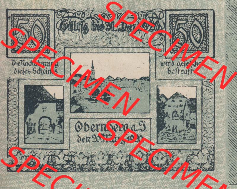 Notgeldscheine Oberösterreich Obernberg am Inn 1920, 50 Heller (1). Notgeld Oberösterreich Obernberg, Notgeldscheine aus Oberösterreich im online Katalog für... Sammlung