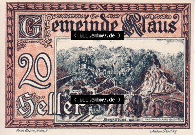 Notgeldscheine Vorarlberg Klaus 1920, III 20 Heller (1) Sammlung