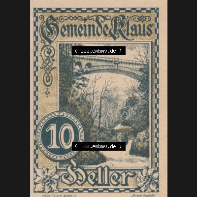 Notgeldscheine Vorarlberg Klaus 1920, II 10 Heller (1) Sammlung