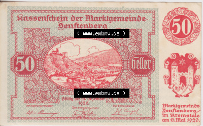 Notgeldscheine Niederösterreich Senftenberg Kassenschein 50 Heller (1) Sammlung