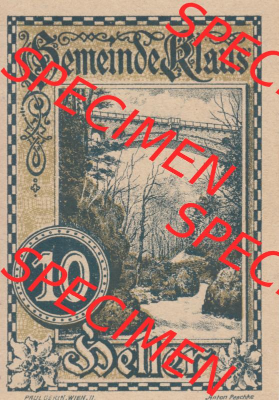 Notgeldscheine Vorarlberg Klaus 1920, II 10 Heller (1) Sammlung