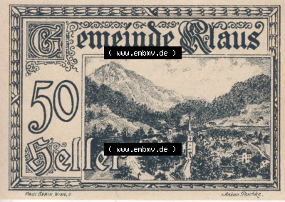 Notgeldscheine Vorarlberg Klaus 1920, II 50 Heller (1) Sammlung