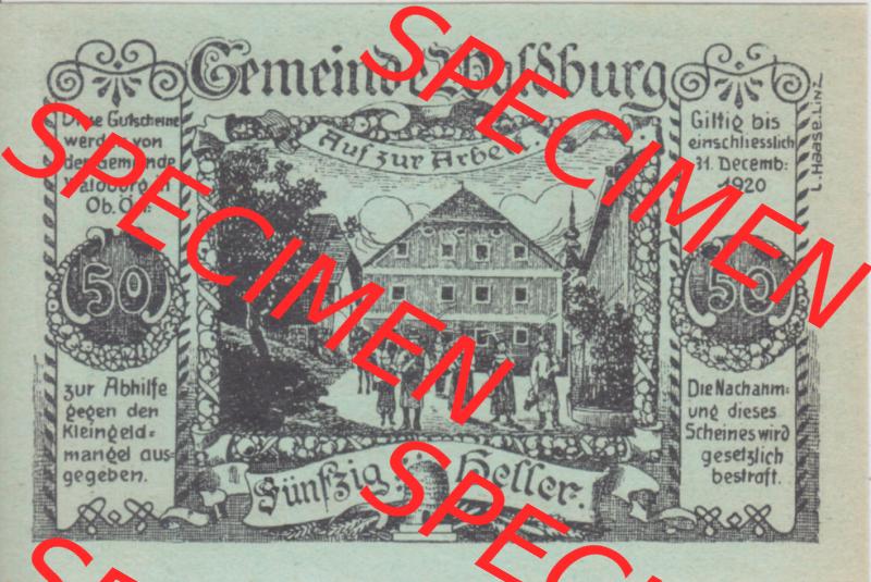Notgeldscheine Oberösterreich Waldburg 1920, 50 Heller (1). Notgeld Oberösterreich Gemeinde Waldburg, Notgeldscheine aus Oberösterreich im online Katalog für... Sammlung