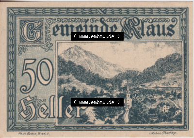 Notgeldscheine Vorarlberg Klaus 50-heller (1) Sammlung