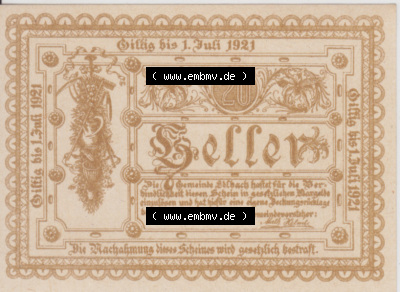 Notgeldscheine Oberösterreich Edlbach 1921, 20 Heller (1) Sammlung