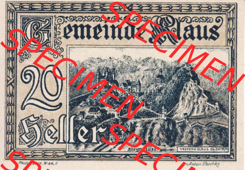 Notgeldscheine Vorarlberg Klaus 1920, II 20 Heller (1) Sammlung