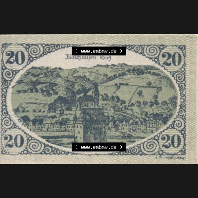 Notgeldscheine Oberösterreich Mauthausen 20 Heller II. Vorderseite des oberösterreichischen Notgeldscheins im online Katalog auf EMBMV zum katalogisieren der eigenen Notgeld-Sammlung Oberösterreich... Sammlung