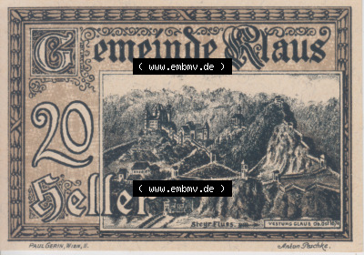 Notgeldscheine Vorarlberg Klaus 20-heller (1) Sammlung