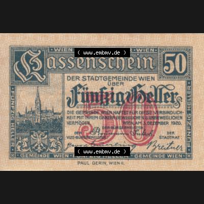 Notgeldscheine Wien 1920-1921, 50 Heller III. (1) Sammlung