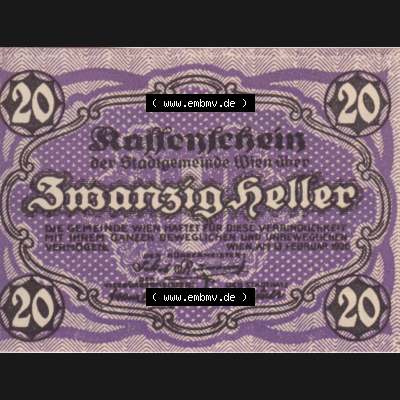 Notgeldscheine Wien 1920-1920, 20 Heller V (1) Sammlung