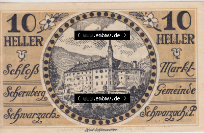 Notgeldscheine Salzburg Schwarzach im Pongau, Marktgemeinde 1920, 10 Heller (1). Notgeld Salzburg Marktgemeinde Schwarzach im... Sammlung