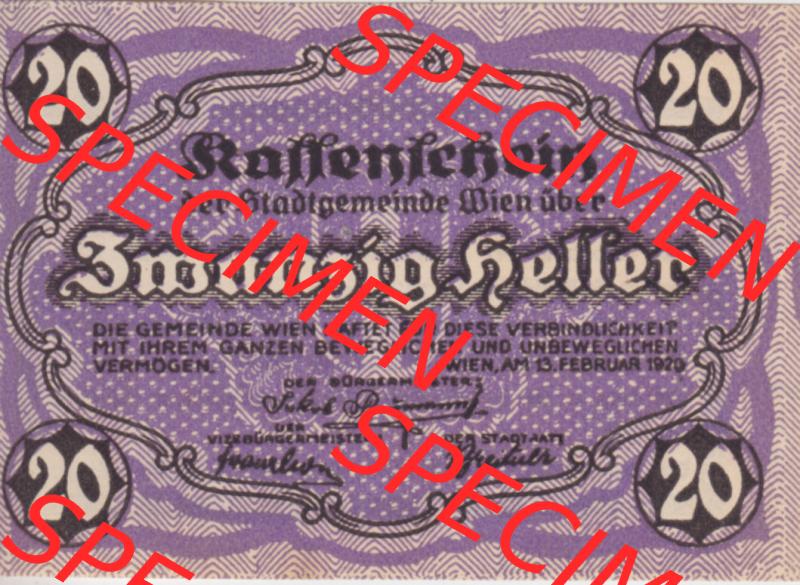Notgeldscheine Wien 1920-1920, 20 Heller IV (1) Sammlung