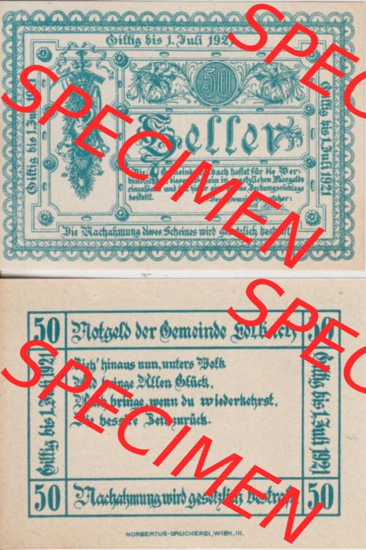 Notgeldscheine Oberösterreich Edlbach 1921, 50 Heller (3) Sammlung
