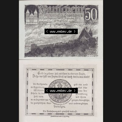 Notgeldscheine Niederösterreich Eggenburg 1920, 50 Heller I. Vorderseite und Rückseite des Notgeldscheins auf einen Digitalen Bild zu katalogisieren der eigenen Notgeld-Sammlung... Sammlung