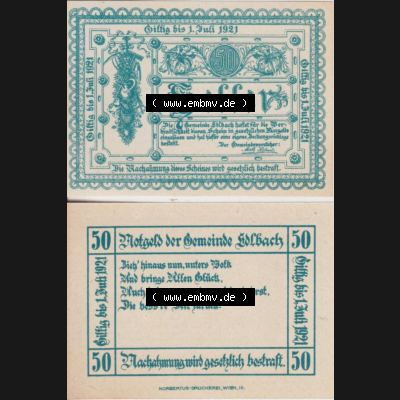 Notgeldscheine Oberösterreich Edlbach 1921, 50 Heller (3) Sammlung
