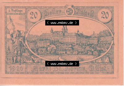 Notgeldscheine Oberösterreich St. Florian 1920, 3. Auflage 20 Heller (1). Notgeld Oberösterreich St. Florian, Notgeldscheine... Sammlung