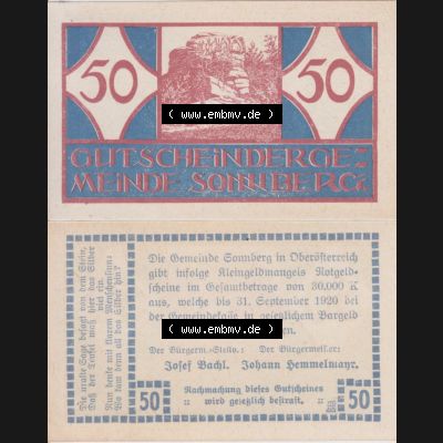 Notgeldscheine Oberösterreich Sonnberg 1920, 50 Heller (3). Notgeld Oberösterreich Sonnberg, Notgeldscheine aus Oberösterreich im online Katalog für private... Sammlung