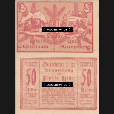 Notgeldscheine Oberösterreich Pennewang 1920, 50 Heller (3). Notgeld Oberösterreich Pennewang, Notgeldscheine aus Oberösterreich im online Katalog für private... Sammlung