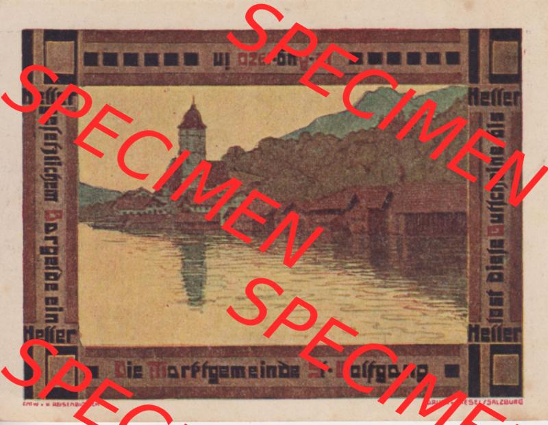 Notgeldscheine Oberösterreich St. Wolfgang im Salzkammergut 1920, 10 Heller (2). Notgeld Oberösterreich St. Wolfgang im Salzkammergut, Notgeldscheine... Sammlung