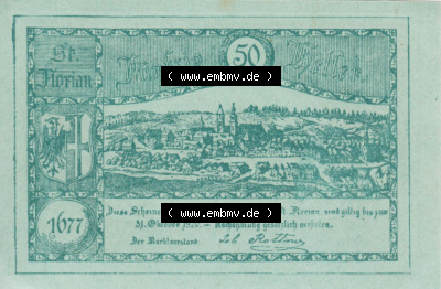 Notgeldscheine Oberösterreich St. Florian 1920, 3. Auflage 50 Heller (2). Notgeld Oberösterreich St. Florian, Notgeldscheine... Sammlung