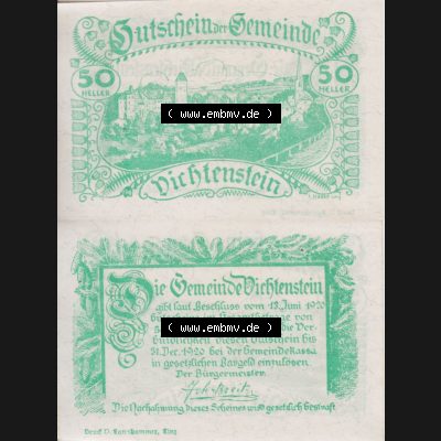 Notgeldscheine Oberösterreich Vichtenstein 1920, 50 Heller Grün (3). Notgeld Oberösterreich Vichtenstein, Notgeldscheine aus Oberösterreich im online Katalog... Sammlung