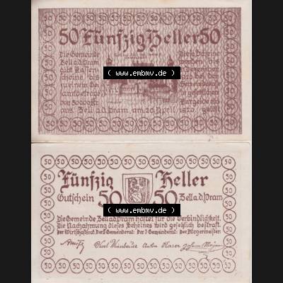 Notgeldscheine Oberösterreich Zell an der Pram, Gemeinde 1920, 50 Heller (3). Notgeld Oberösterreich Gemeinde Zell an der Pram, Notgeldscheine aus Oberösterreich... Sammlung