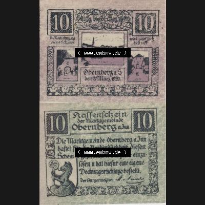 Notgeldscheine Oberösterreich Obernberg am Inn 1920, 10 Heller (3). Notgeld Oberösterreich Obernberg, Notgeldscheine aus Oberösterreich im online Katalog für... Sammlung