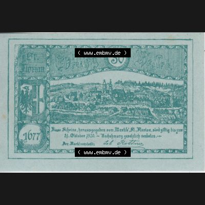 Notgeldscheine Oberösterreich St. Florian 1920, 3. Auflage 30 Heller (2). Notgeld Oberösterreich St. Florian, Notgeldscheine aus Oberösterreich... Sammlung