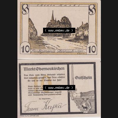 Notgeldscheine Oberösterreich Oberneukirchen 10 Heller (3). Notgeld Oberösterreich Oberneukirchen, Notgeldscheine aus Oberösterreich im online Katalog für private... Sammlung