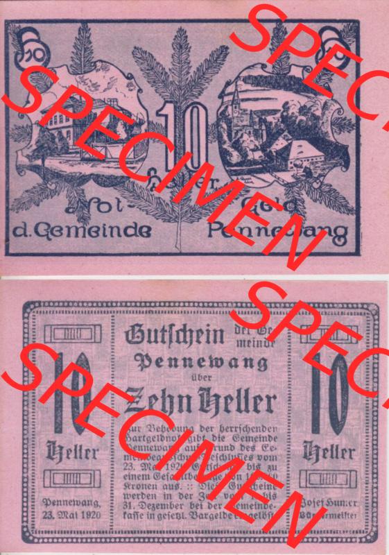 Notgeldscheine Oberösterreich Pennewang 1920, 10 Heller (3). Notgeld Oberösterreich Pennewang, Notgeldscheine aus Oberösterreich im online Katalog für private... Sammlung