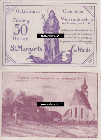 Notgeld Oberösterreich der Gemeinde Weißenkirchen im Attergau Sammlung