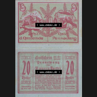 Notgeldscheine Oberösterreich Pennewang 1920, 20 Heller (3). Notgeld Oberösterreich Pennewang, Notgeldscheine aus Oberösterreich im online Katalog für private... Sammlung