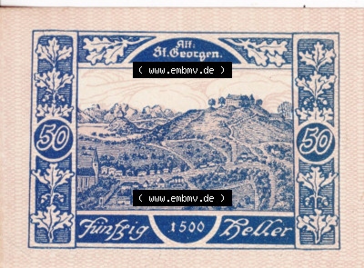 Notgeldscheine Oberösterreich St. Georgen 1920, 50 Heller III. (2). Notgeld Oberösterreich St. Georgen, Notgeldscheine aus Oberösterreich... Sammlung