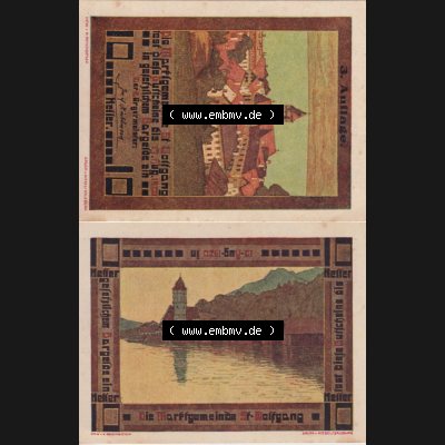 Notgeldscheine Oberösterreich St. Wolfgang im Salzkammergut 1920, 10 Heller (3). Notgeld Oberösterreich St. Wolfgang im Salzkammergut, Notgeldscheine... Sammlung