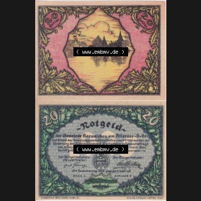 Notgeldscheine Oberösterreich Seewalchen 1920, 20 Serie I. Auflage II. (3). Notgeld Oberösterreich Seewalchen, Notgeldscheine aus Oberösterreich... Sammlung