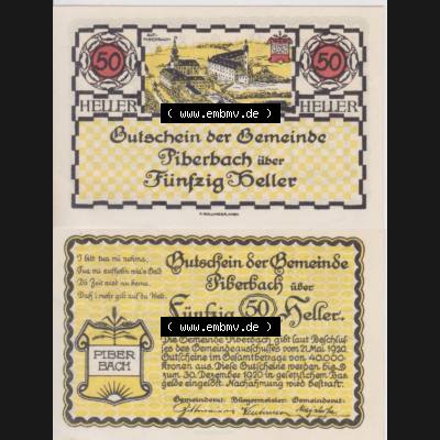 Notgeldscheine Oberösterreich Piberbach 1920, 50 Heller (3). Notgeld Oberösterreich Piberbach, Notgeldscheine aus Oberösterreich im online Katalog für private... Sammlung