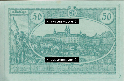 Notgeldscheine Oberösterreich St. Florian 1920, 3. Auflage 50 Heller (1). Notgeld Oberösterreich St. Florian, Notgeldscheine... Sammlung