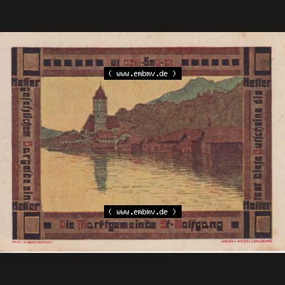 Notgeldscheine Oberösterreich St. Wolfgang im Salzkammergut 1920, 10 Heller (2). Notgeld Oberösterreich St. Wolfgang im Salzkammergut, Notgeldscheine... Sammlung